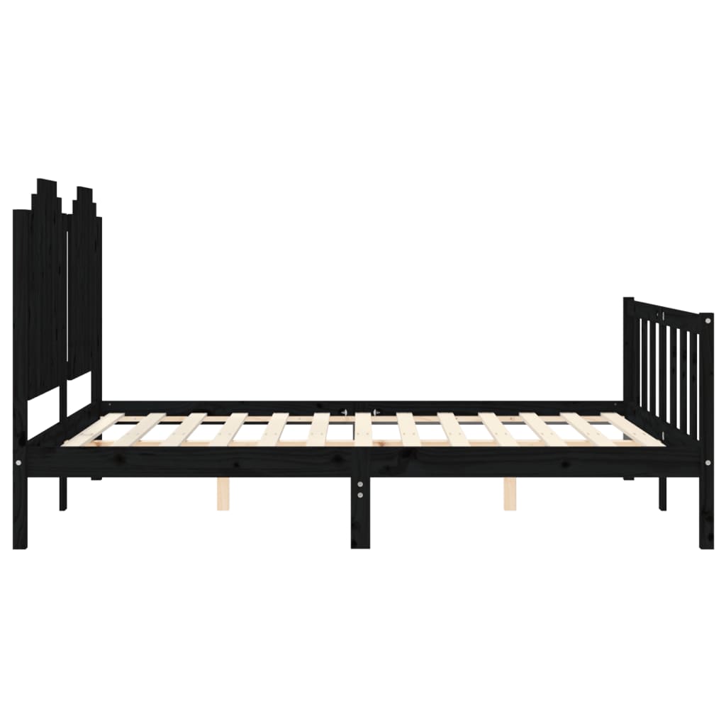 vidaXL Bed Frame without Mattress Black King Size Solid Wood Pine