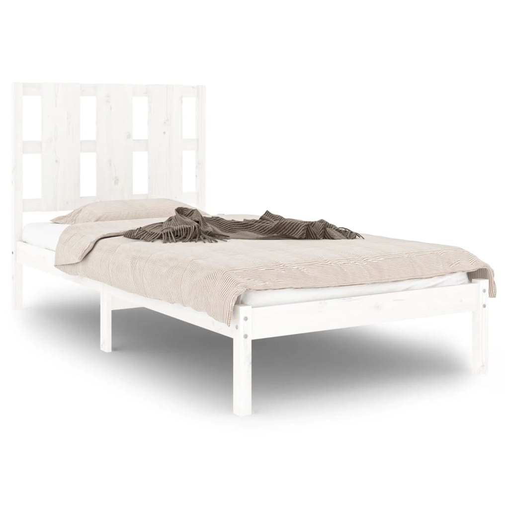 vidaXL Bed Frame without Mattress White 75x190 cm Small Single Solid Wood