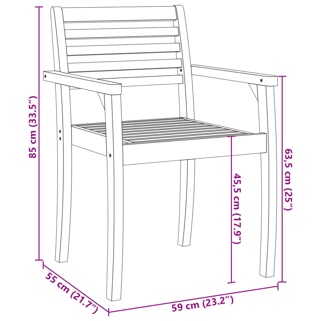 vidaXL Garden Chairs 8 pcs 59x55x85 cm Solid Wood Acacia