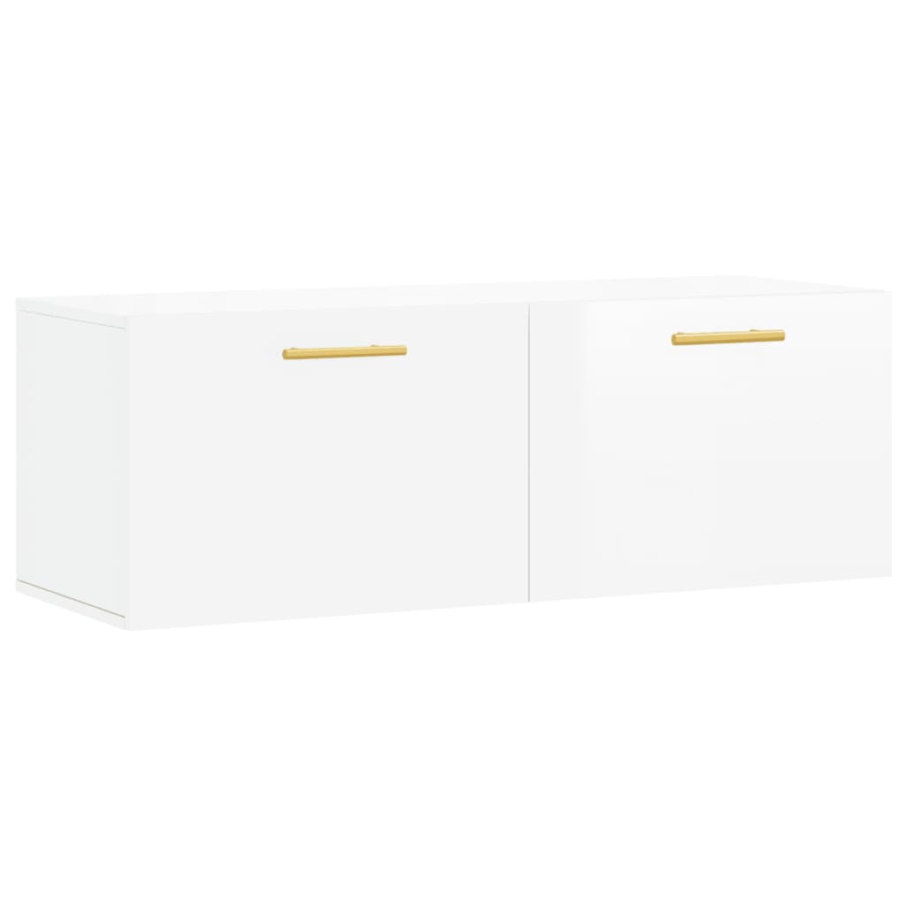 vidaXL Wall Cabinet High Gloss White 100x36.5x35 cm Engineered Wood