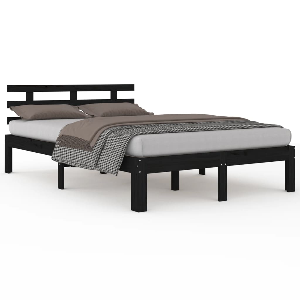 vidaXL Bed Frame without Mattress Black Solid Wood 150x200 cm King Size