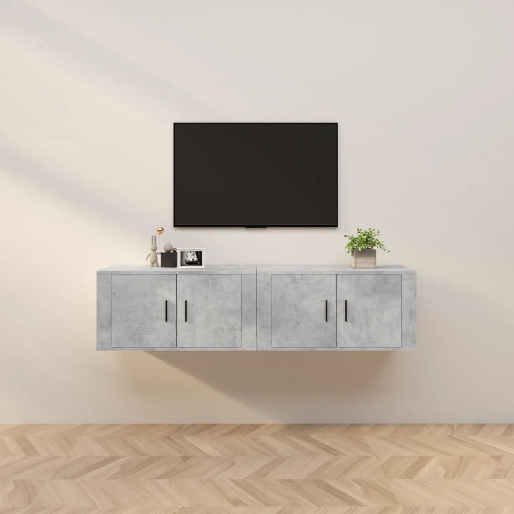 vidaXL Wall-mounted TV Cabinets 2 pcs Concrete Grey 80x34.5x40 cm