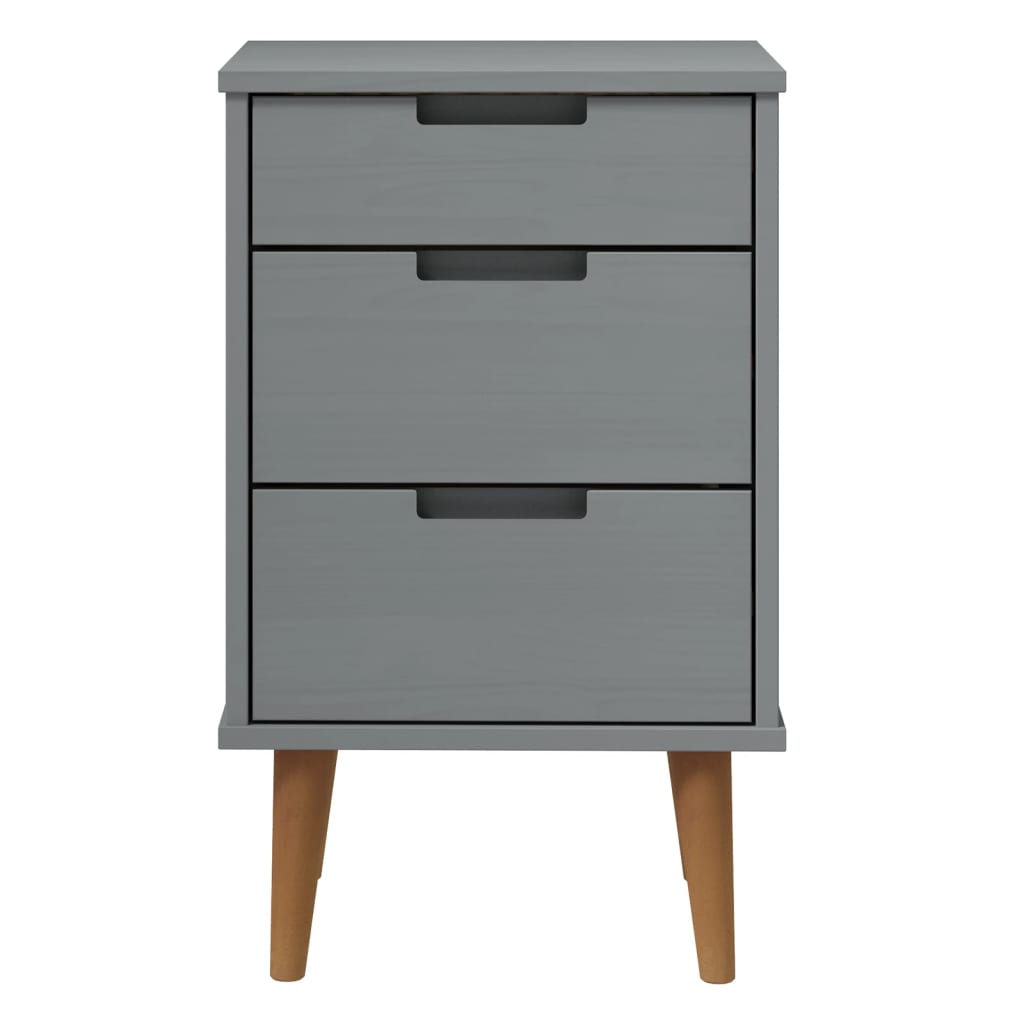 vidaXL Bedside Cabinet MOLDE Grey 40x35x65 cm Solid Wood Pine