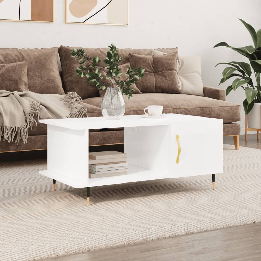 vidaXL Coffee Table High Gloss White 90x50x40 cm Engineered Wood