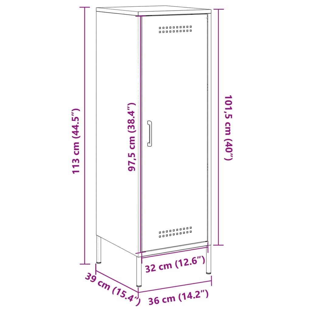 vidaXL Highboard Mustard Yellow 36x39x113 cm Steel