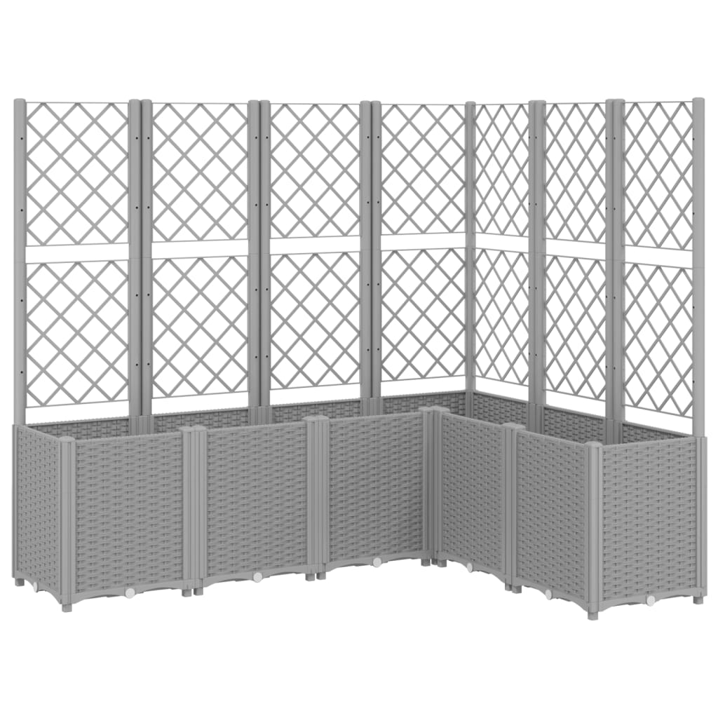 vidaXL Garden Planter with Trellis Light Grey 160x120x140 cm PP