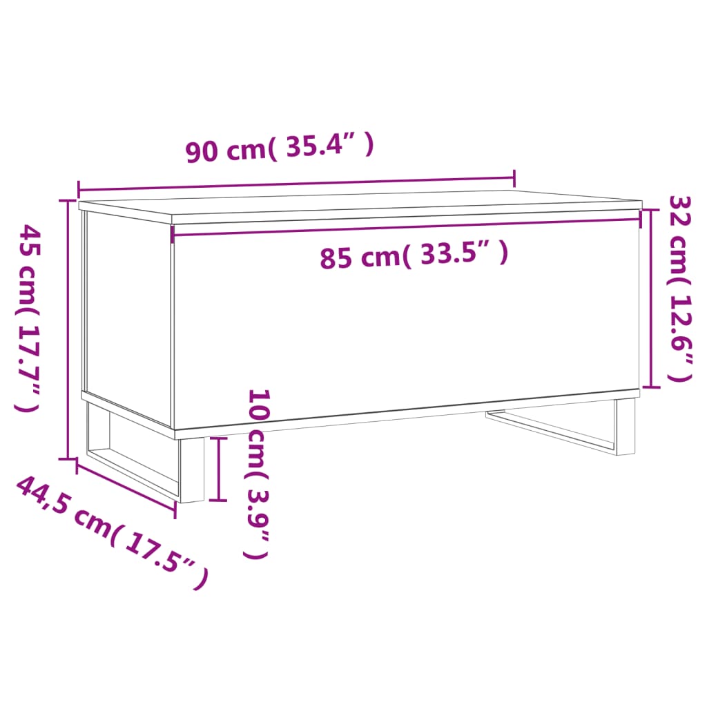 vidaXL Coffee Table Brown Oak 90x44.5x45 cm Engineered Wood