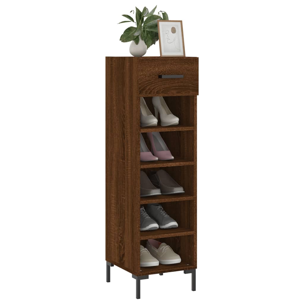 vidaXL Shoe Cabinet Brown Oak 30x35x105 cm Engineered Wood