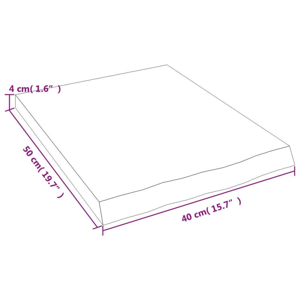 vidaXL Bathroom Countertop 40x50x(2-4) cm Untreated Solid Wood