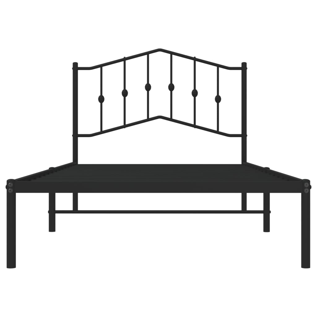 vidaXL Metal Bed Frame without Mattress with Headboard Black 100x190 cm