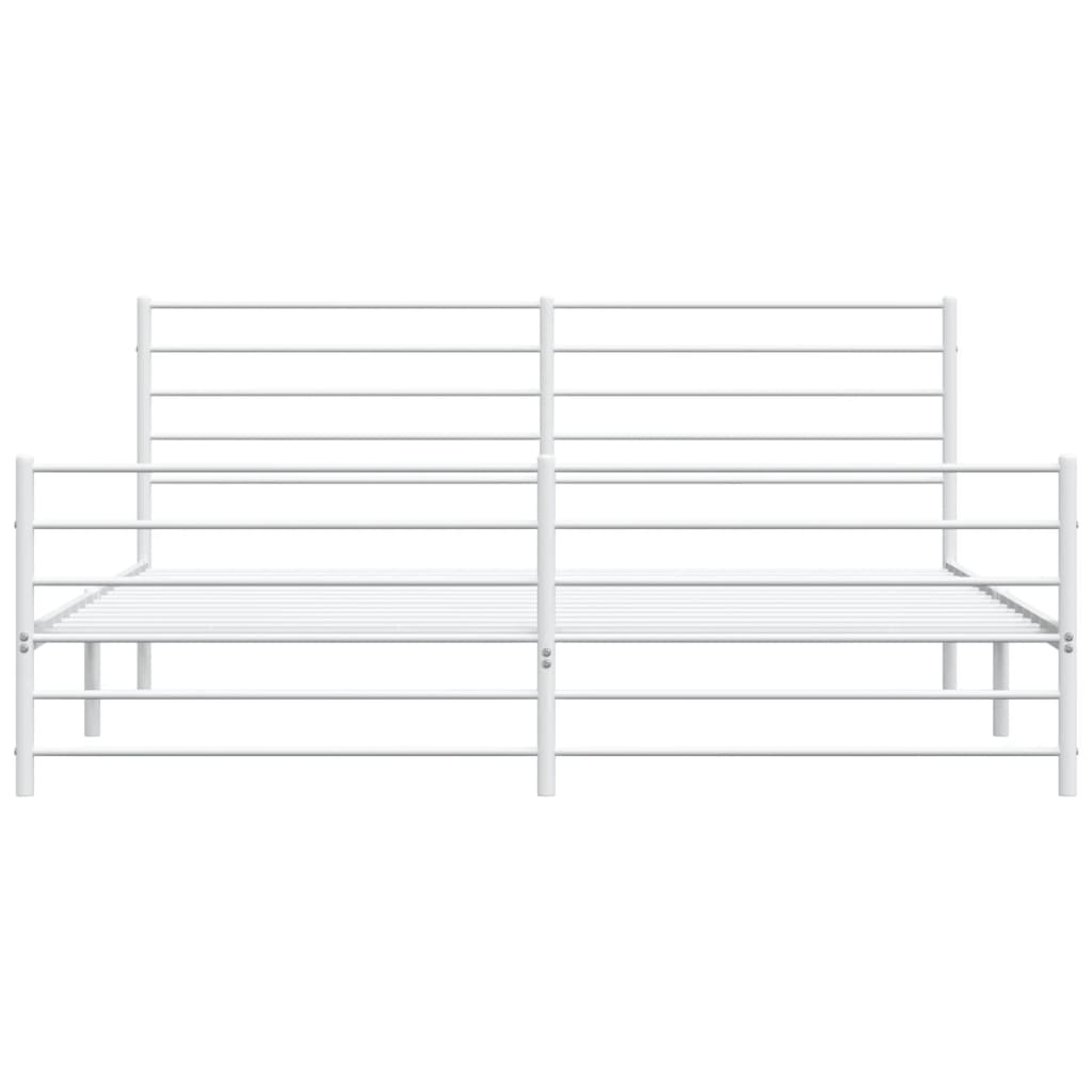 vidaXL Metal Bed Frame without Mattress with Footboard White 183x213 cm