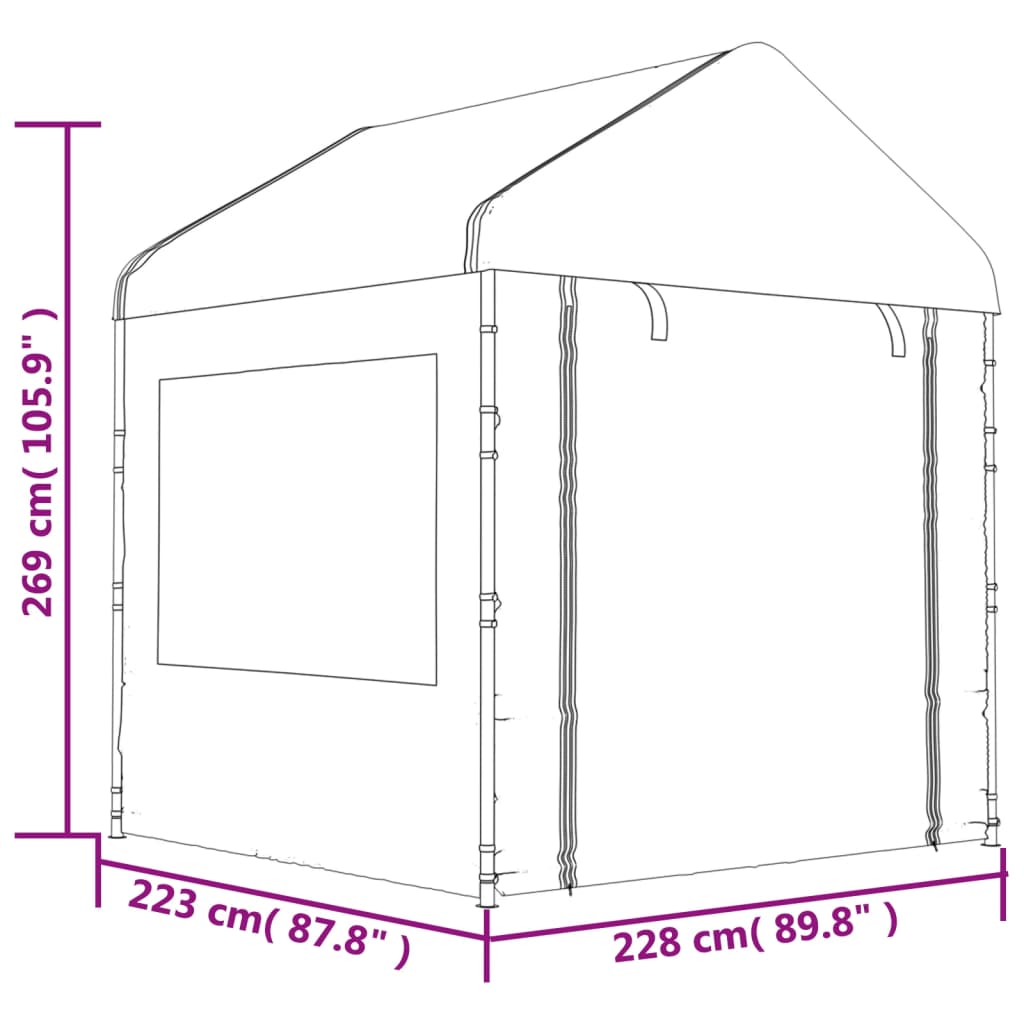 vidaXL Gazebo with Roof White 20.07x2.28x2.69 m Polyethylene