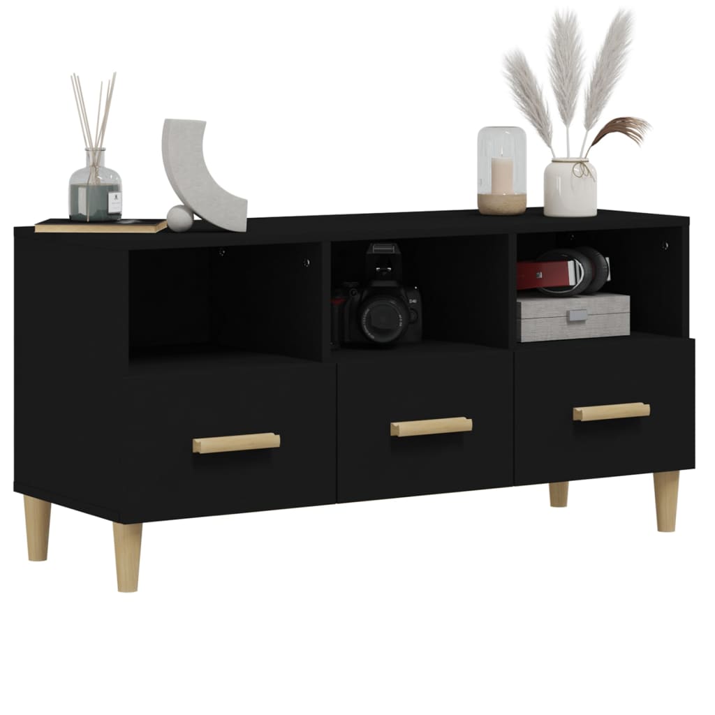 vidaXL TV Cabinet Black 102x36x50 cm Engineered Wood