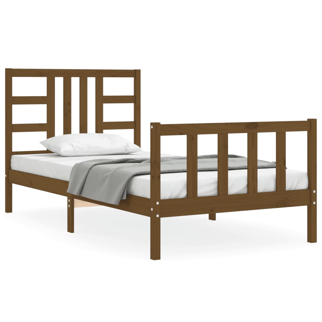 vidaXL Bed Frame with Headboard Honey Brown 90x200 cm Solid Wood