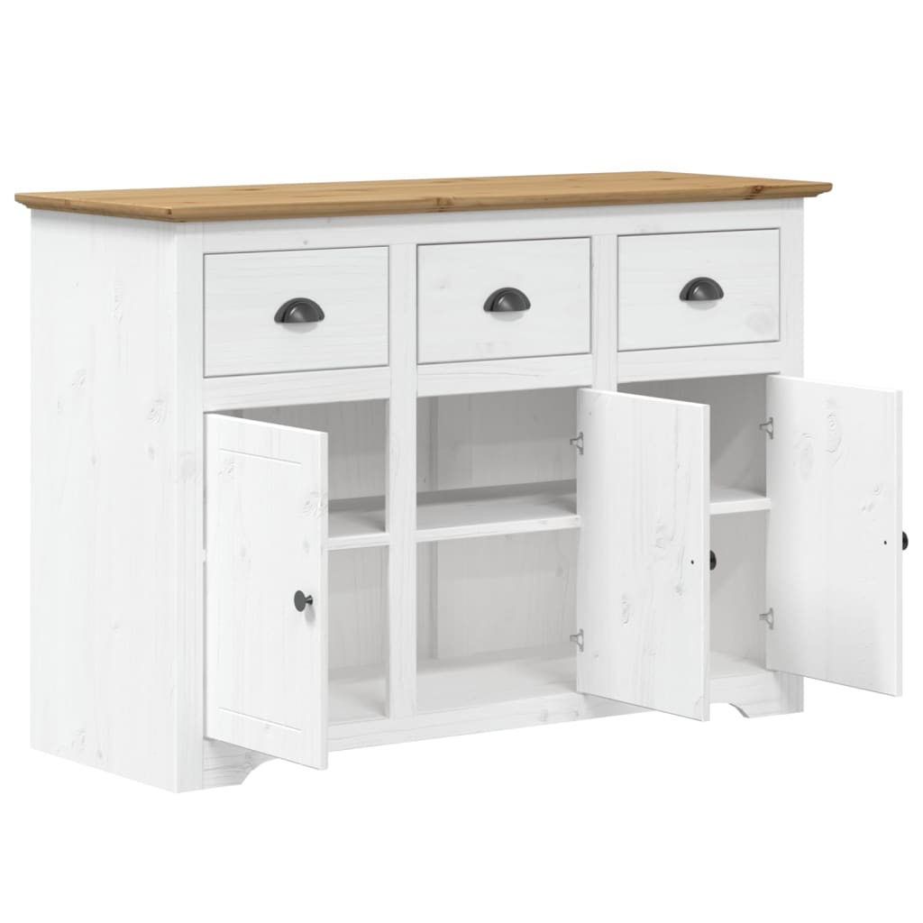 vidaXL Sideboard BODO White and Brown 115x43x79.5 cm Solid Wood Pine