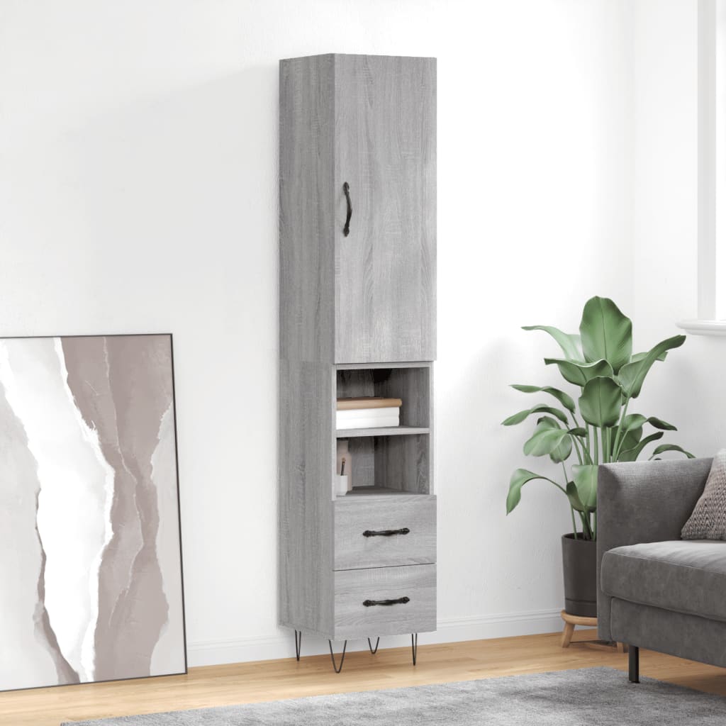 vidaXL Highboard Grey Sonoma 34.5x34x180 cm Engineered Wood