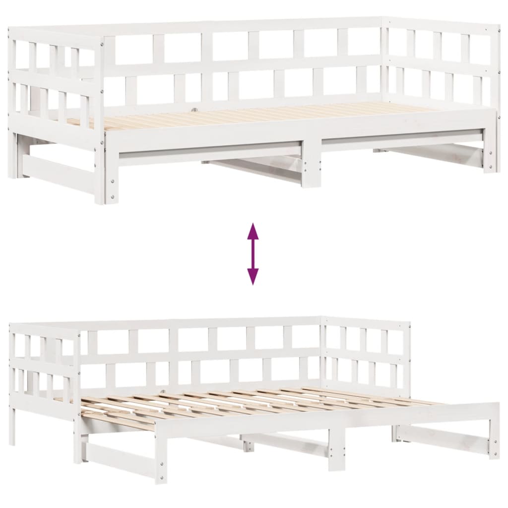 vidaXL Daybed with Trundle and Drawers without Mattress White 90x190 cm Single