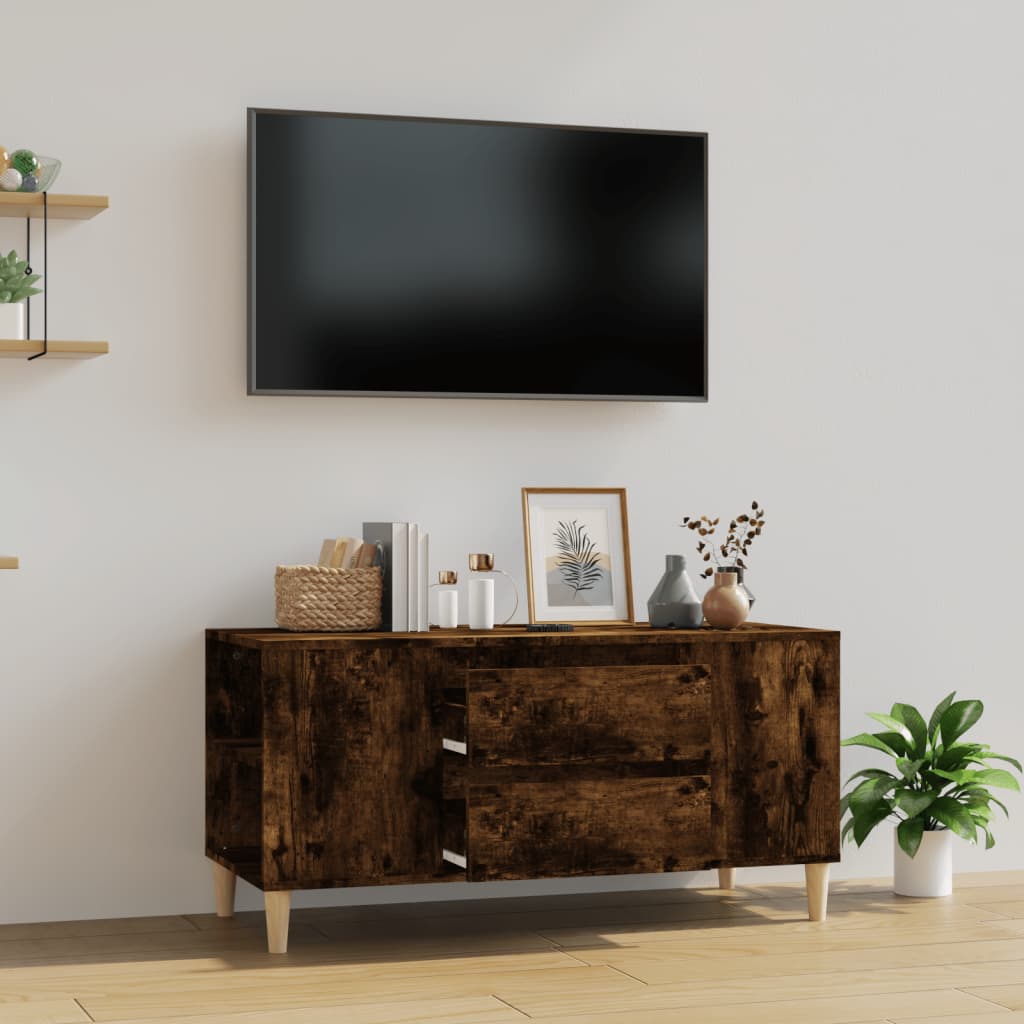 vidaXL TV Cabinet Smoked Oak 102x44.5x50 cm Engineered Wood