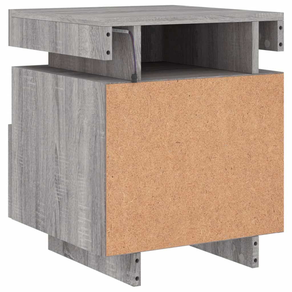 vidaXL Bedside Cabinet with LED Lights Grey Sonoma 40x39x48.5 cm