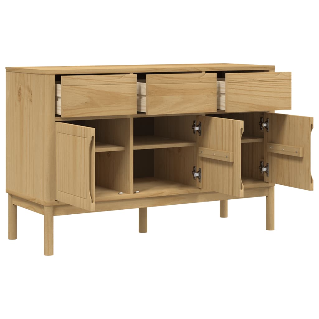 vidaXL Sideboard FLORO Wax Brown 114x43x74 cm Solid Wood Pine