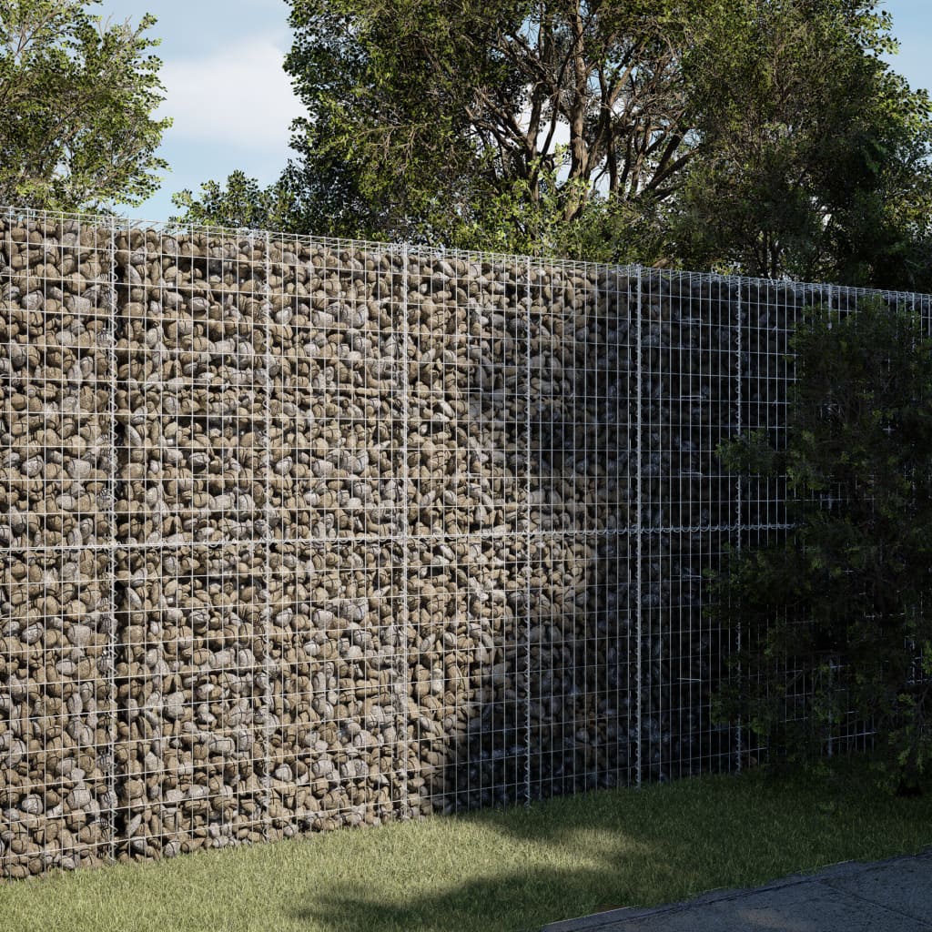 vidaXL Gabion Basket with Cover 200x100x200 cm Galvanised Iron