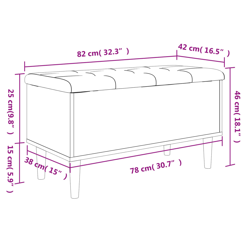 vidaXL Storage Bench Concrete Grey 82x42x46 cm Engineered Wood