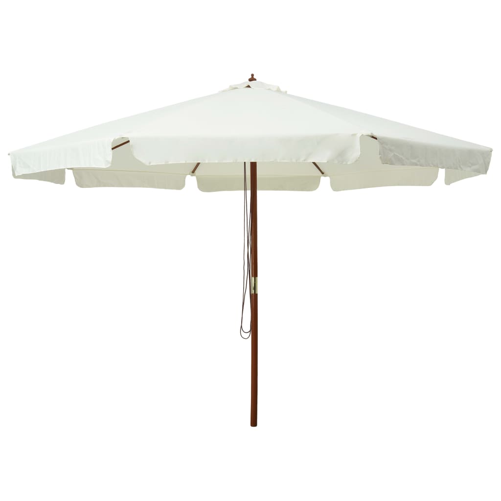 vidaXL Garden Parasol with Wooden Pole 330 cm Sand White