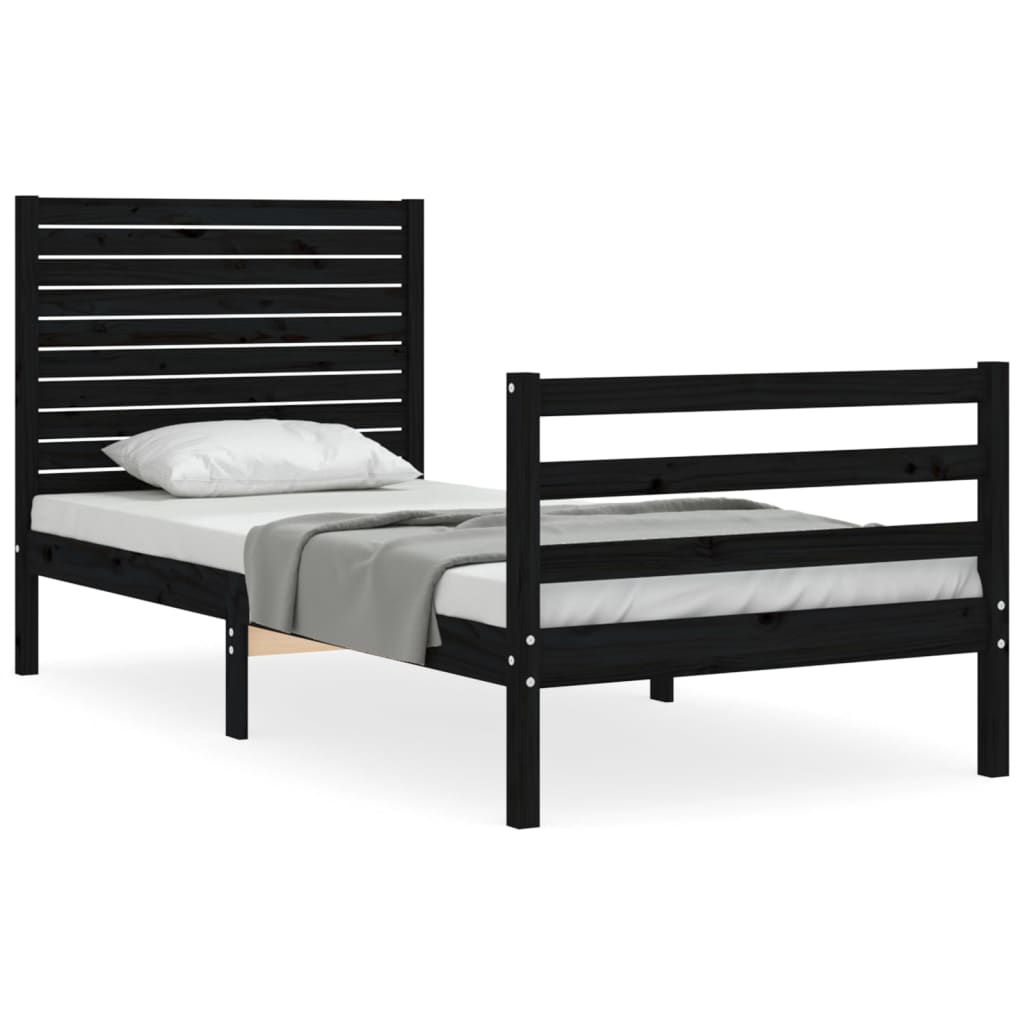 vidaXL Bed Frame without Mattress Black 90x200 cm Solid Wood