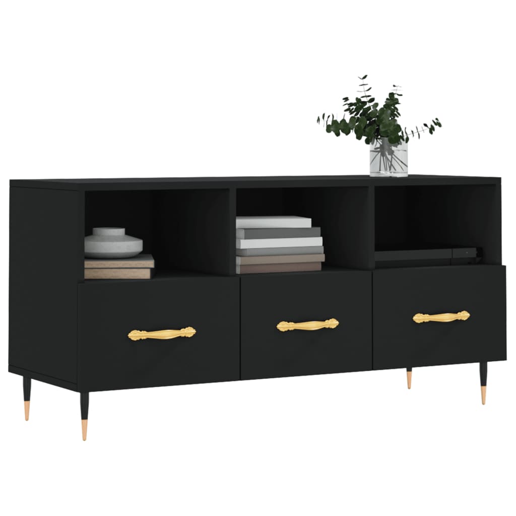 vidaXL TV Cabinet Black 102x36x50 cm Engineered Wood