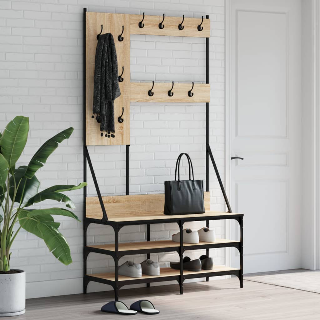 vidaXL Clothes Rack with Shoe Storage Sonoma Oak 100x40x184 cm