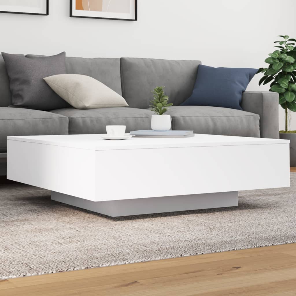 vidaXL Coffee Table with LED Lights White 100x100x31 cm