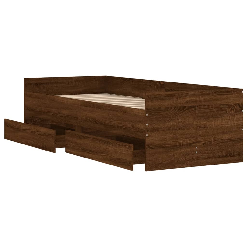 vidaXL Bed Frame without Mattress Brown Oak 75x190 cm Small Single