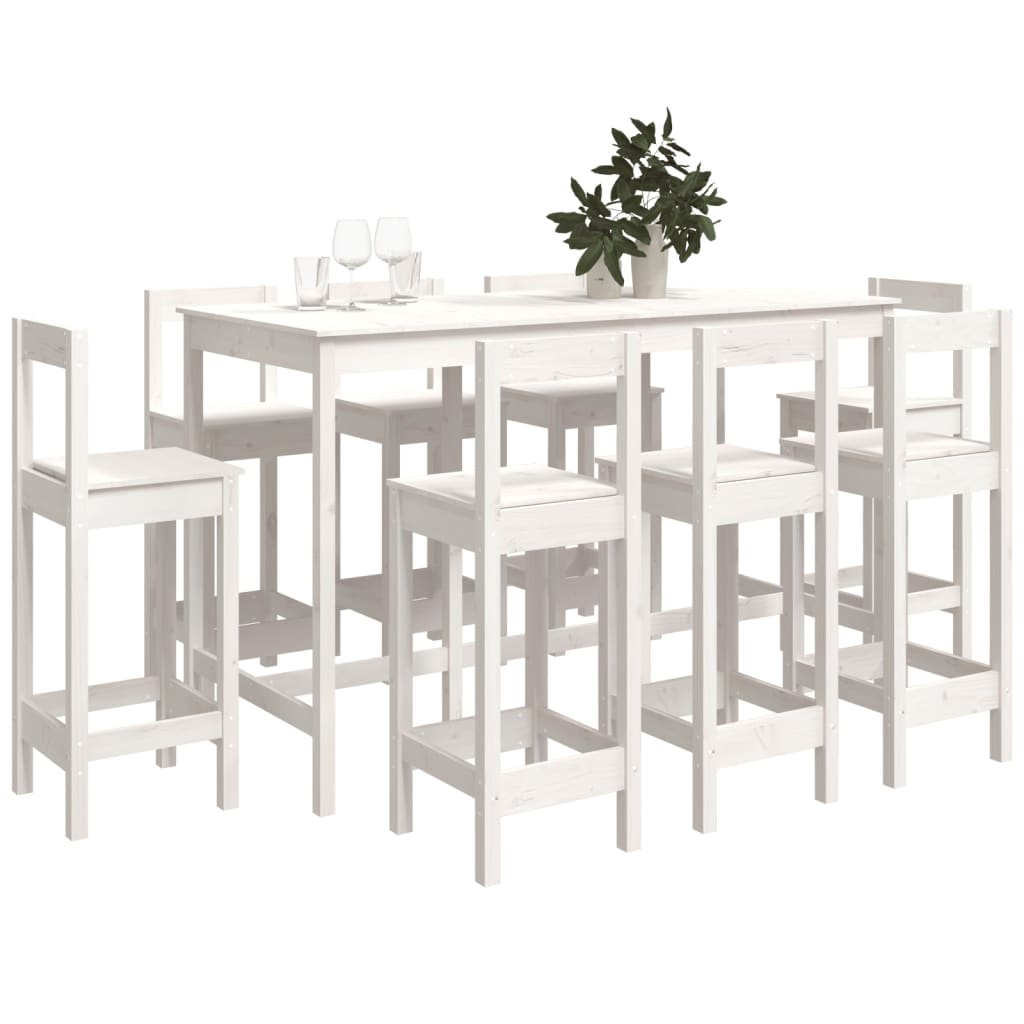 vidaXL 9 Piece Bar Set White Solid Wood Pine