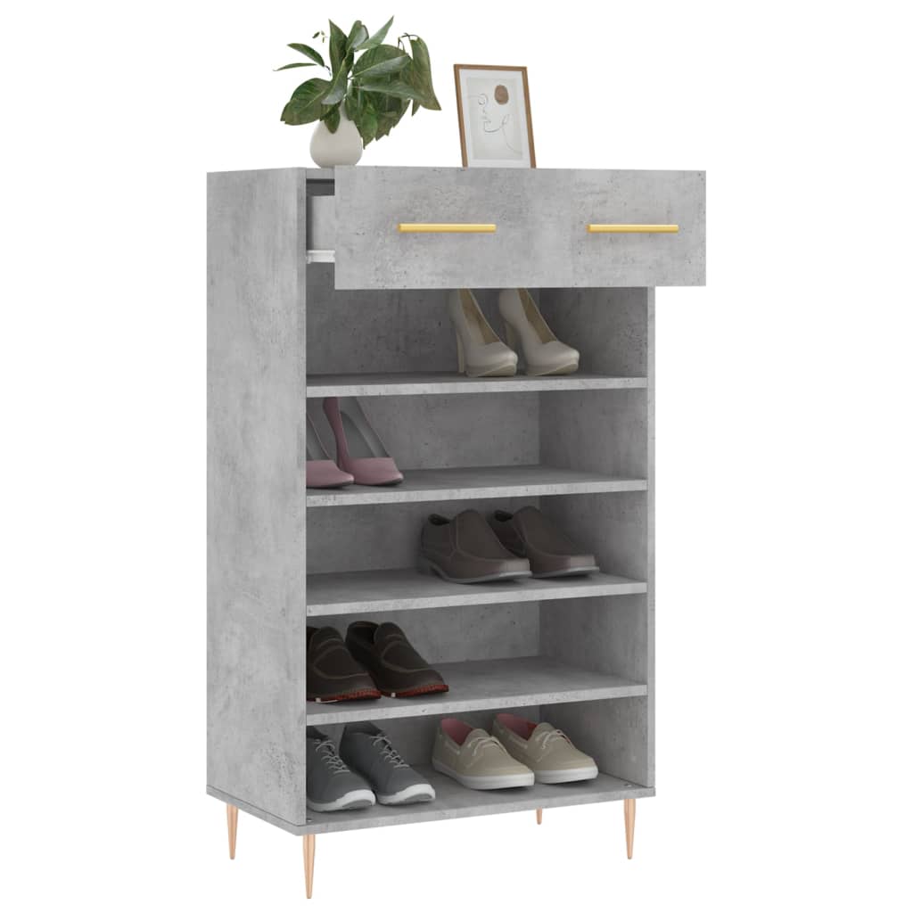 vidaXL Shoe Cabinet Concrete Grey 60x35x105 cm Engineered Wood