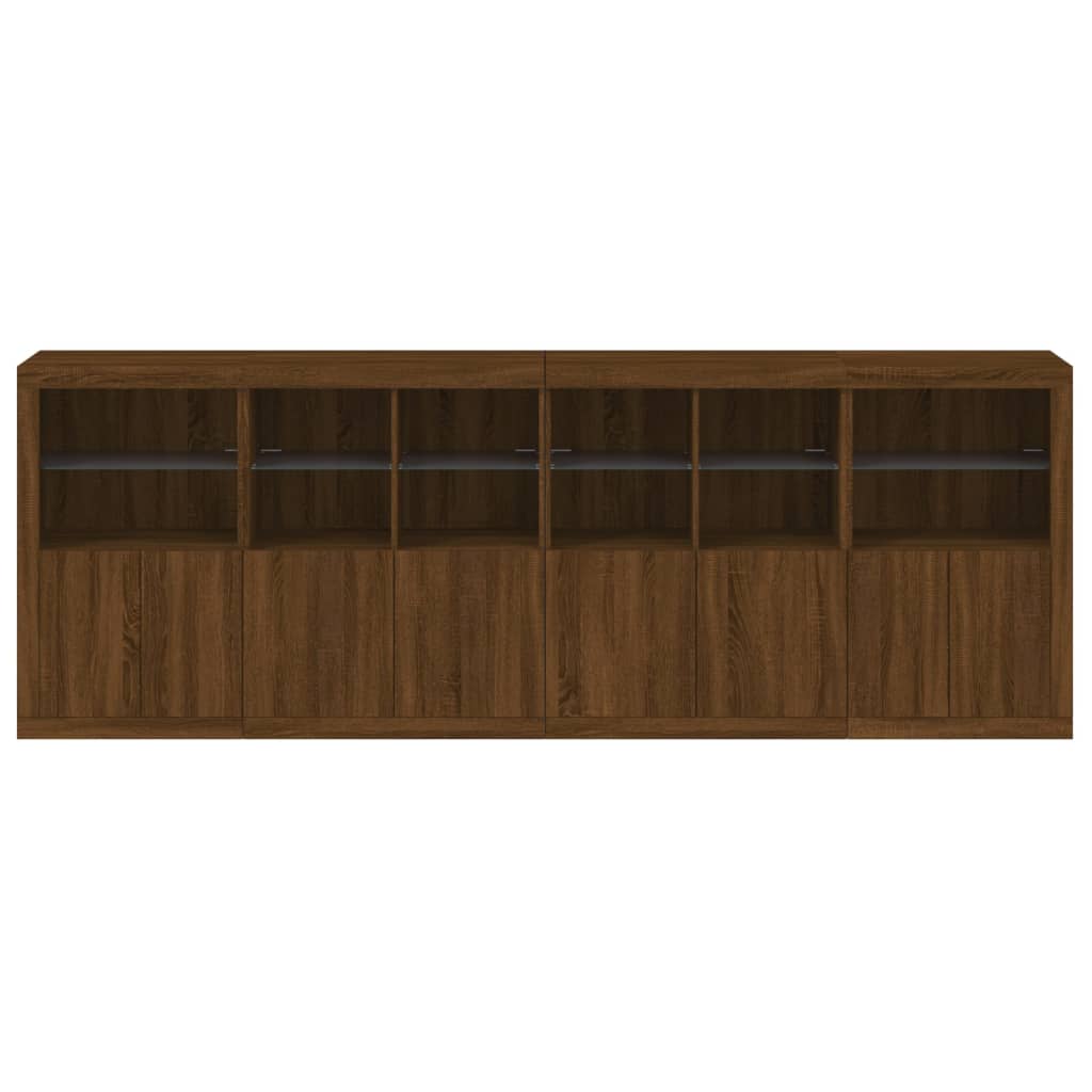 vidaXL Sideboard with LED Lights Brown Oak 283x37x100 cm