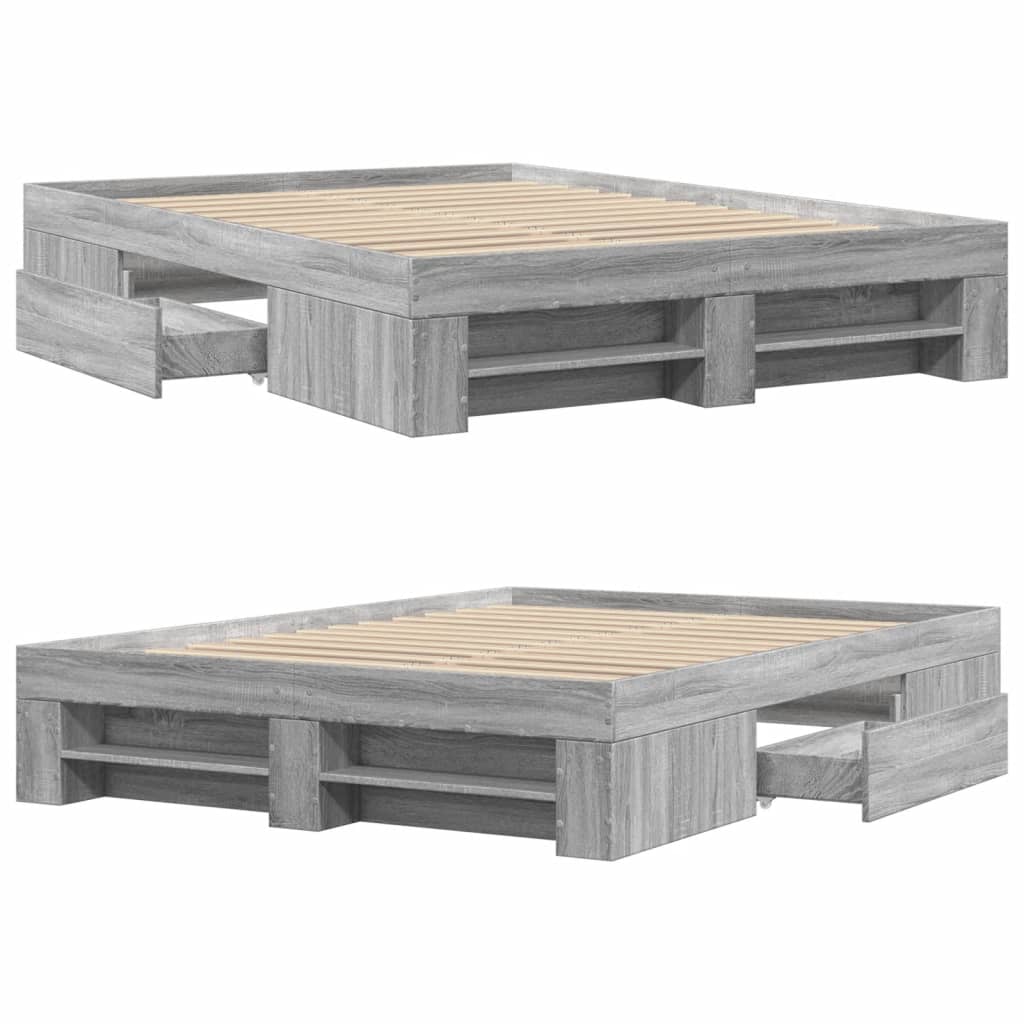 vidaXL Bed Frame without Mattress Grey Sonoma 140x200 cm Engineered Wood