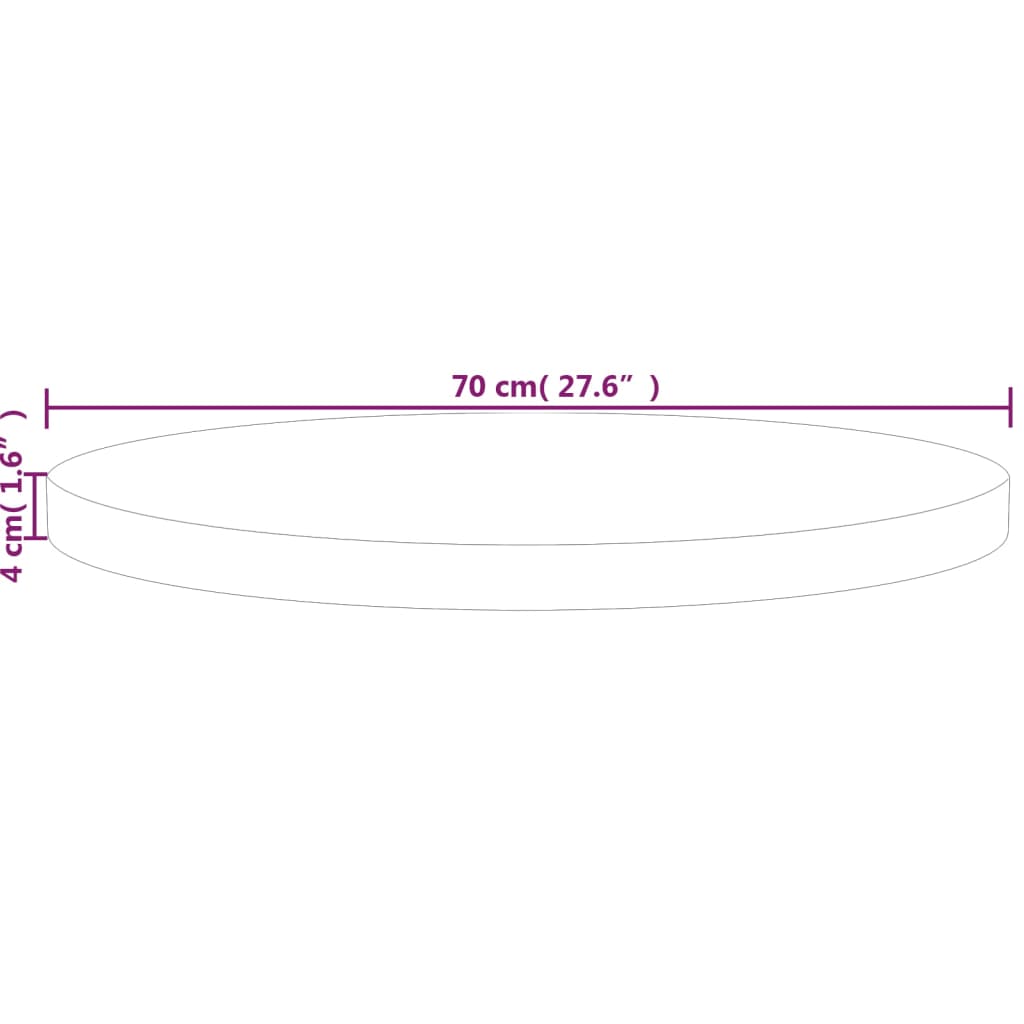 vidaXL Round Table Top Ø70x4 cm Untreated Solid Wood Oak