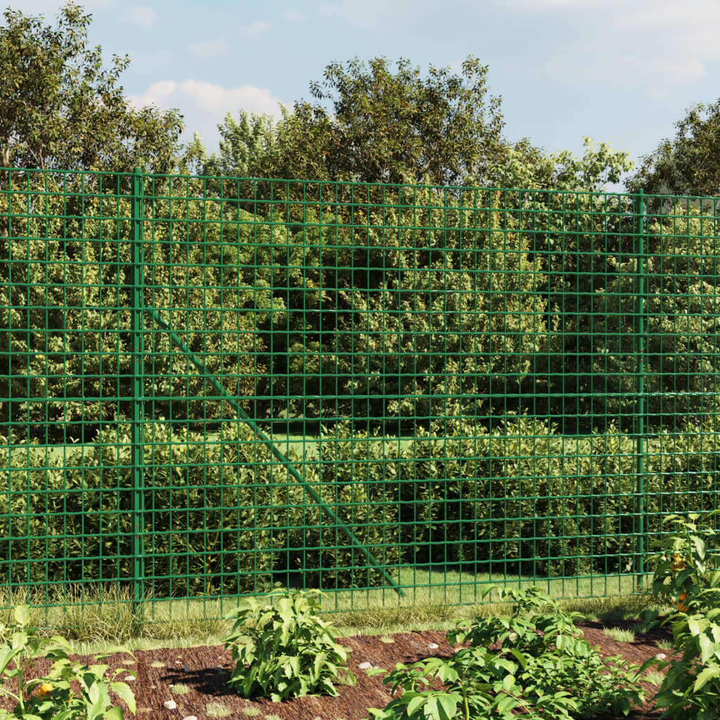 vidaXL Wire Mesh Fence with Spike Anchors Green 2x10 m