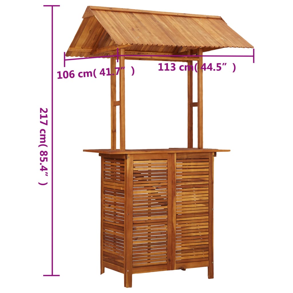 vidaXL Outdoor Bar Table with Rooftop 113x106x217 cm Solid Acacia Wood