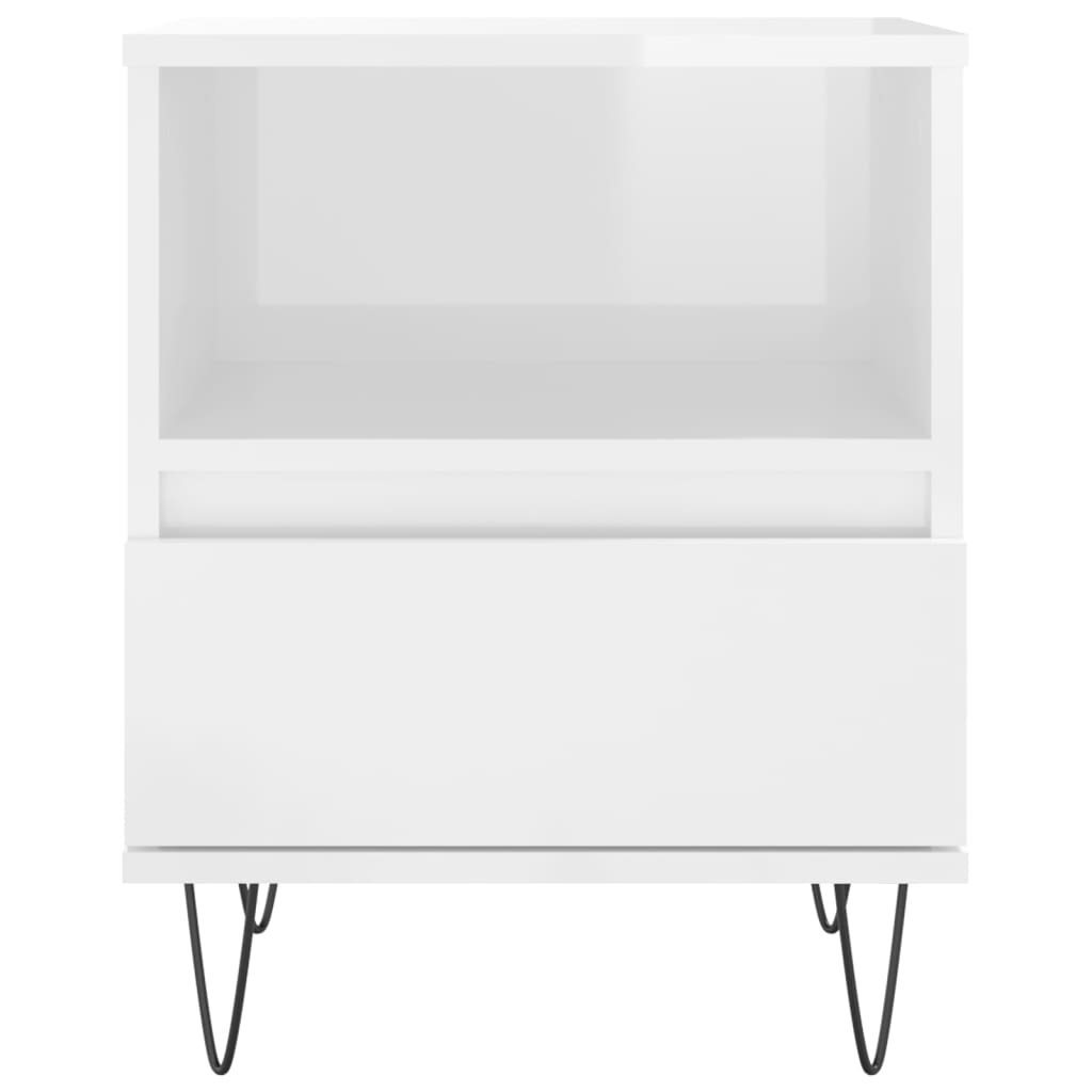 vidaXL Bedside Cabinet High Gloss White 40x35x50 cm Engineered Wood