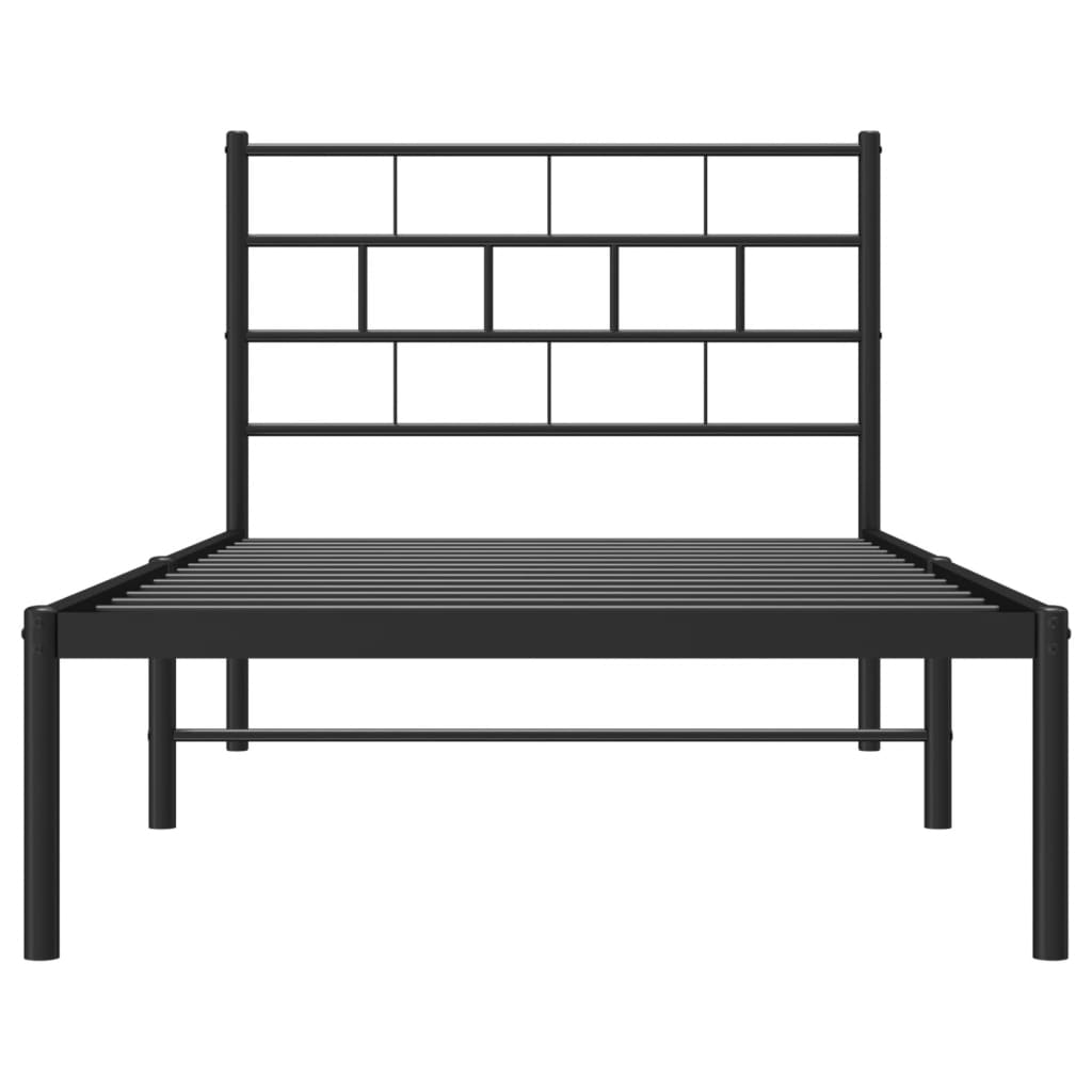 vidaXL Metal Bed Frame without Mattress with Headboard Black 107x203 cm