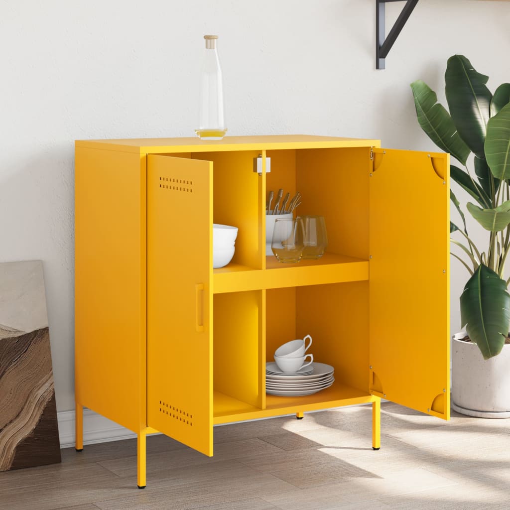 vidaXL Sideboard Mustard Yellow 68x39x79 cm Steel