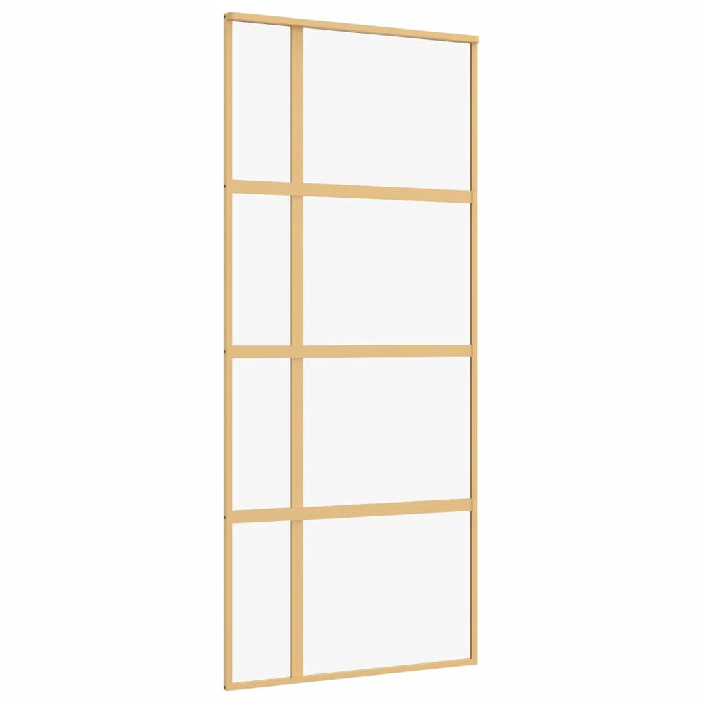 vidaXL Sliding Door Gold 90x205 cm Clear ESG Glass and Aluminium