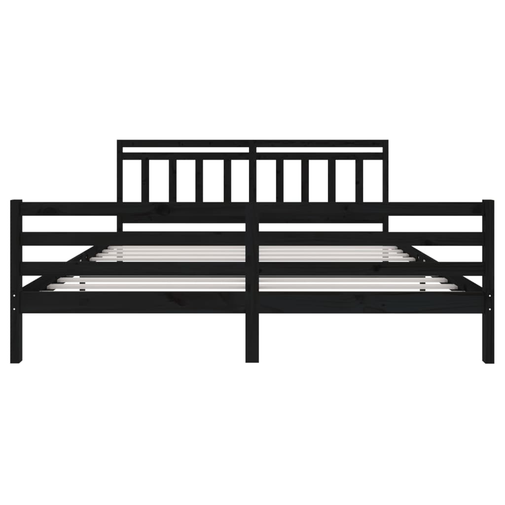 vidaXL Bed Frame without Mattress Black Solid Wood 200x200 cm (810454+814118)