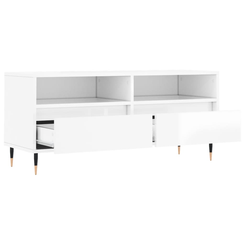 vidaXL TV Cabinet High Gloss White 100x34.5x44.5 cm Engineered Wood