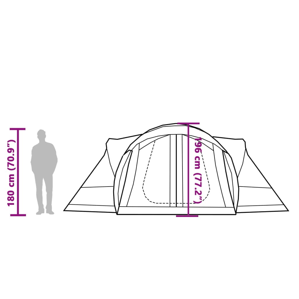 vidaXL Family Tent Tipi 8-Person Grey and Orange Waterproof