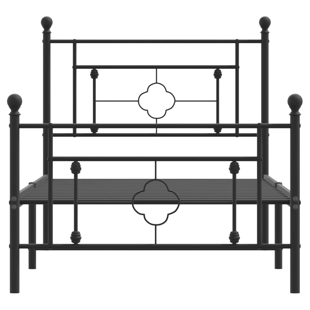 vidaXL Metal Bed Frame without Mattress with Footboard Black 100x190 cm