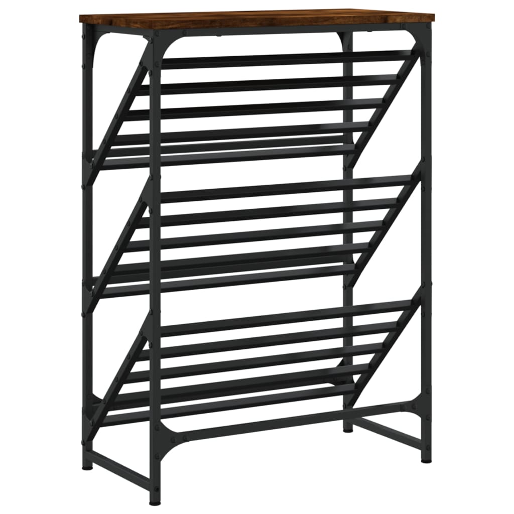 vidaXL Shoe Rack Smoked Oak 60x30x85 cm Engineered Wood