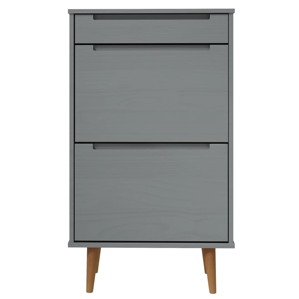 vidaXL Shoe Cabinet MOLDE Grey 59,5x35x103 cm Solid Wood Pine