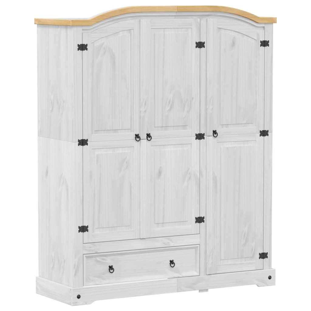 vidaXL Wardrobe Corona White 151.5x52x186 cm Solid Wood Pine